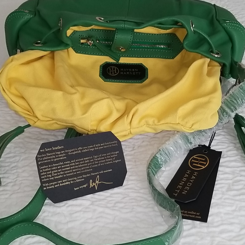 HAYDEN HARNETT GREEN LEATHER CROSS BODY BAG NWT - Picture 9 of 16